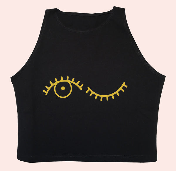 Vision Crop Top, Eyes, third eye crop top, Eyelash, Hi Neck Crop, Hey Ma Goods Co, Hey Ma Goods crop